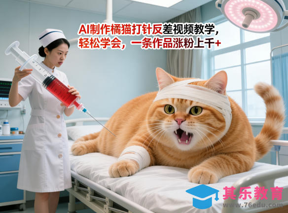 AI制作橘猫打针反差视频教学，轻松学会，一条作品涨粉上千+-第1张图片-我要自学网