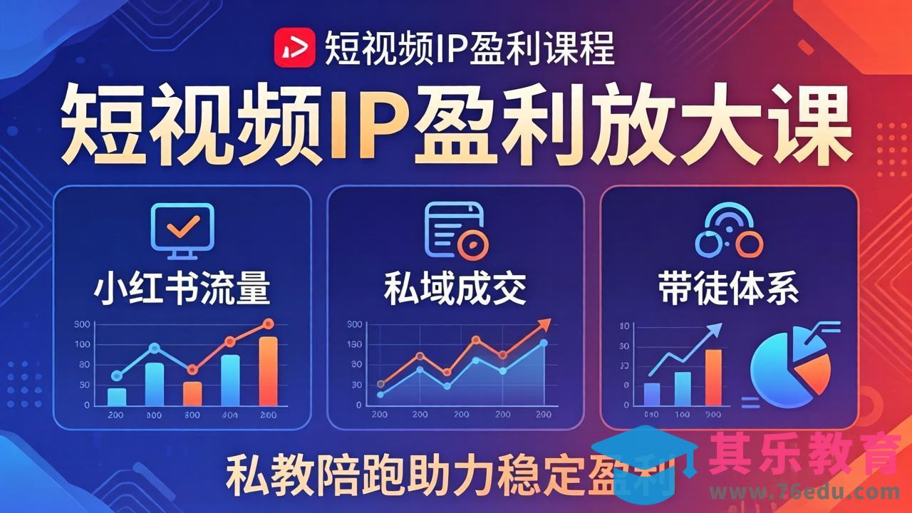 短视频IP盈利放大课：小红书流量+私域成交+带徒体系，私教陪跑助力稳定盈利-第1张图片-我要自学网