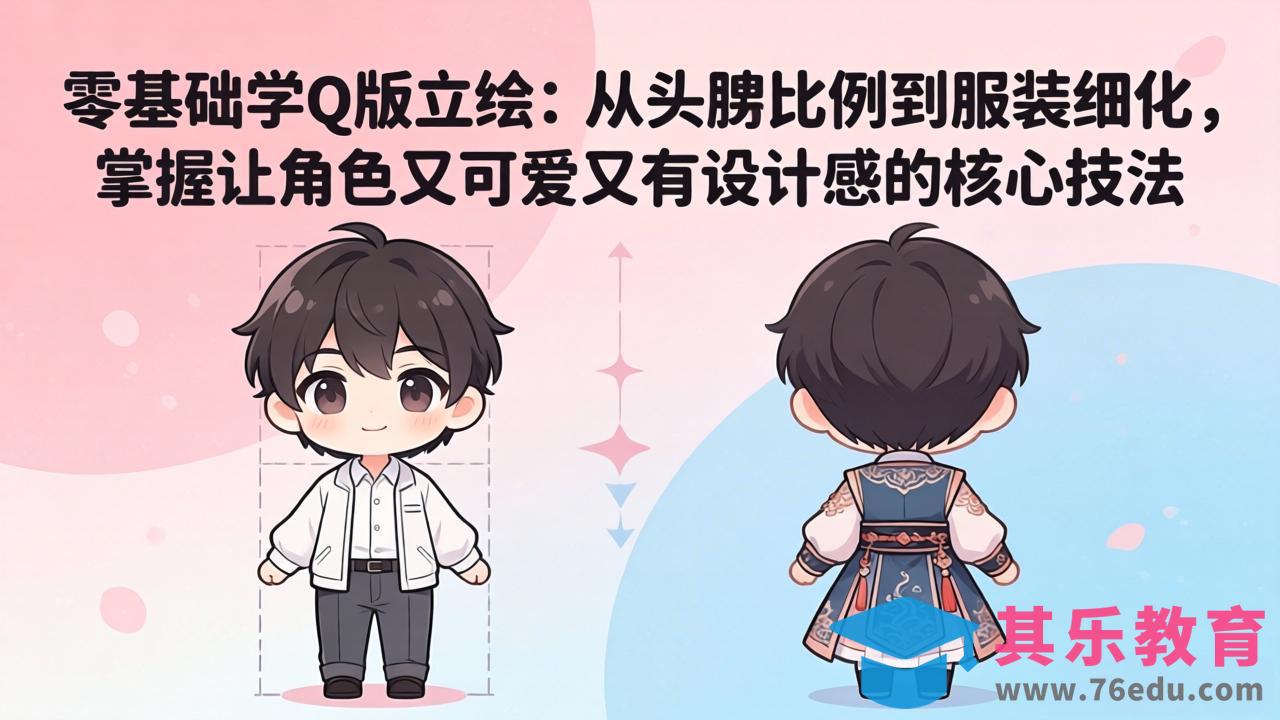 零基础学Q版立绘：从头身比例到服装细化，掌握让角色又可爱又有设计感的核心技法-第1张图片-我要自学网