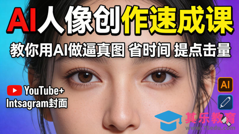 YouTube+Instagram封面没人点?AI人像创作速成课,教你用AI做逼真图,省时间还能提点击量!-第1张图片-我要自学网 YouTube+Instagram封面没人点?AI人像创作速成课,教你用AI做逼真图,省时间还能提点击量!-第1张图片-我要自学网