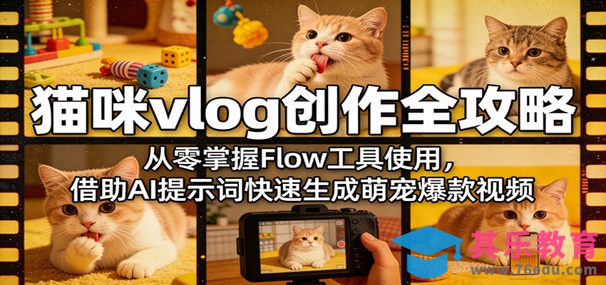 猫咪vlog创作全攻略：从零掌握Flow工具使用，借助AI提示词快速生成萌宠爆款视频-第1张图片-我要自学网