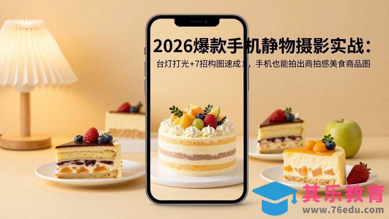 2026爆款手机静物摄影实战：台灯打光+7招构图速成，手机也能拍出商拍感美食商品图-第1张图片-我要自学网