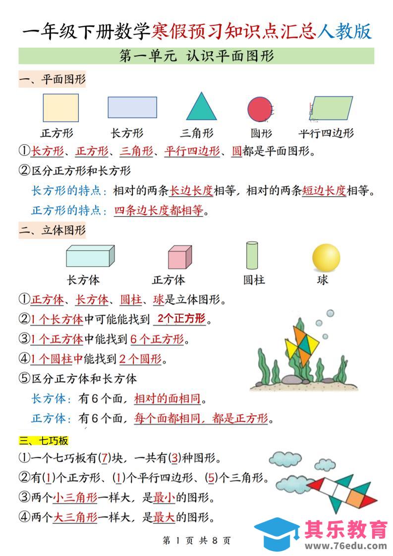 图片[1]-26春一下人教数学《寒假预习全册知识点汇总》-985文库