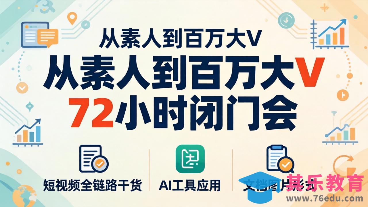 从素人到百万大V 72小时闭门会：短视频全链路干货+AI工具应用，文档图片形式轻松学变现-第1张图片-我要自学网