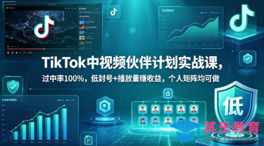 TikTok中视频伙伴计划实战课，过中率100%，低封号+播放量賺收益，个人矩阵均可做-第1张图片-我要自学网