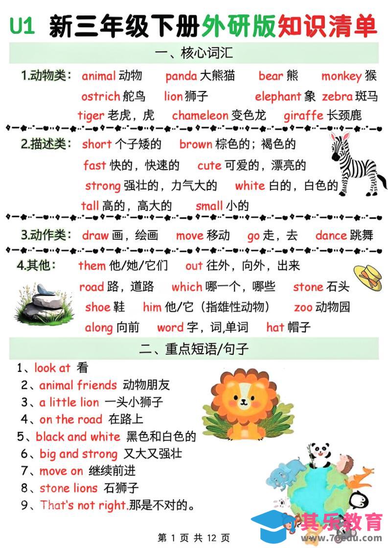 图片[1]-三年级下英语知识清单《外研版（三起）》-985文库