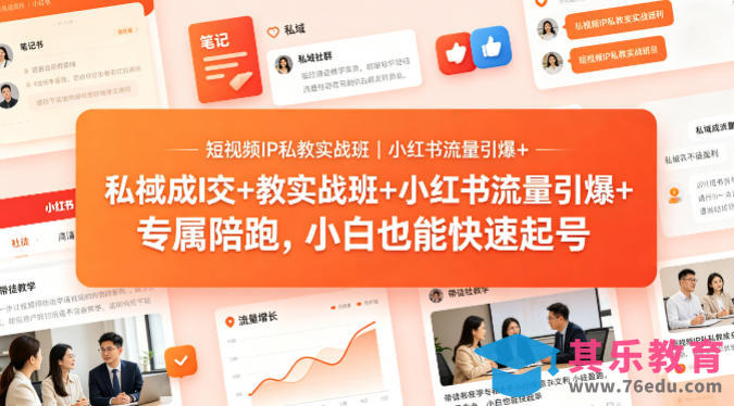 短视频IP私教实战班｜小红书流量引爆+私域成交+带徒盈利，专属陪跑，小白也能快速起号-第1张图片-我要自学网