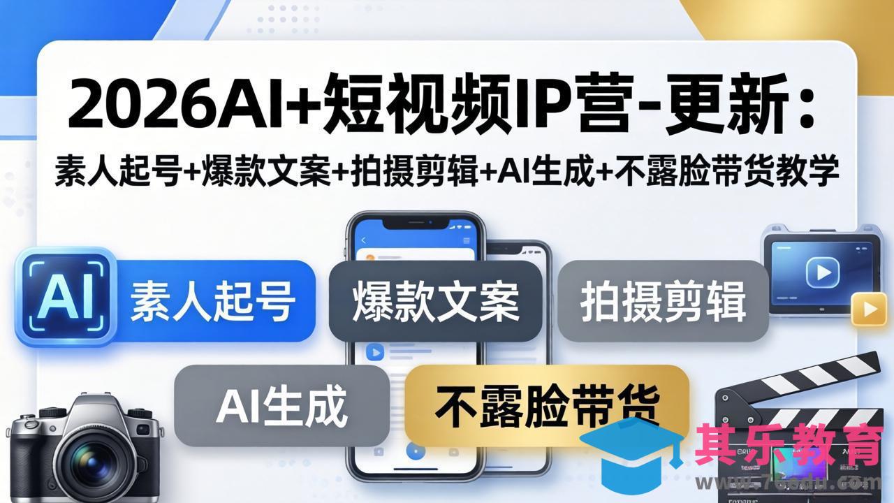 2026AI+短视频IP营-更新：素人起号+爆款文案+拍摄剪辑+AI生成+不露脸带货教学-第1张图片-我要自学网