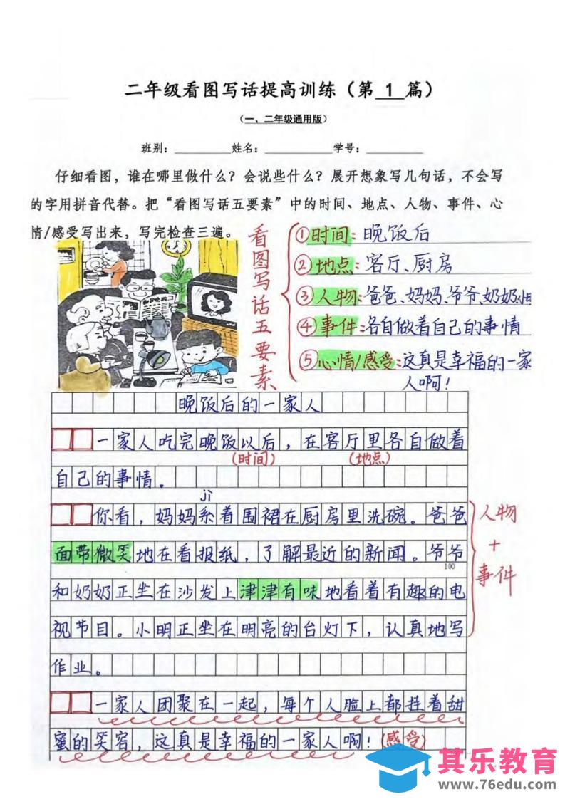 图片[1]-二年级上语文看图写话提高训练30篇30页（参考范文）-985文库