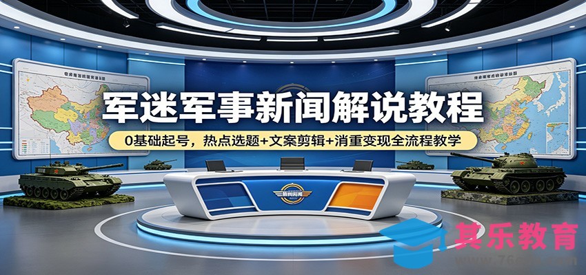军迷军事新闻解说教程：0基础起号，热点选题+文案剪辑+消重变现全流程教学-第1张图片-我要自学网