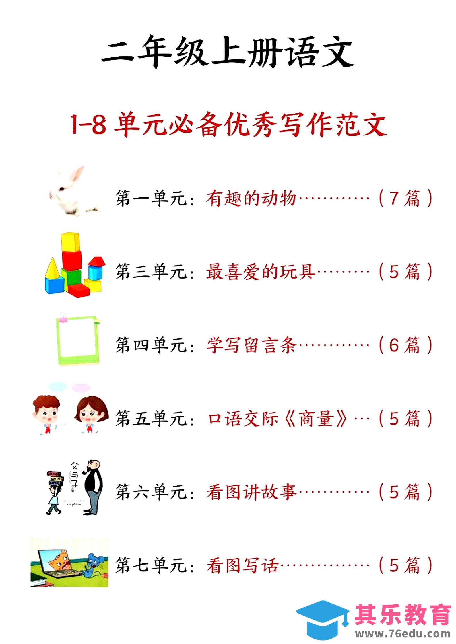 图片[1]-二上语文1-8单元必备优秀写作范文33篇（33页）-985文库