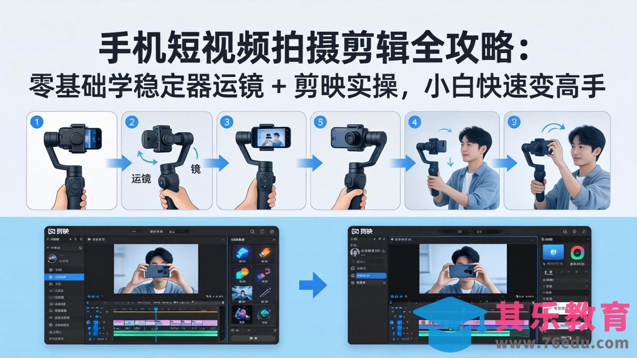 手机短视频拍摄剪辑全攻略：零基础学稳定器运镜 + 剪映实操，小白快速变高手-第1张图片-我要自学网