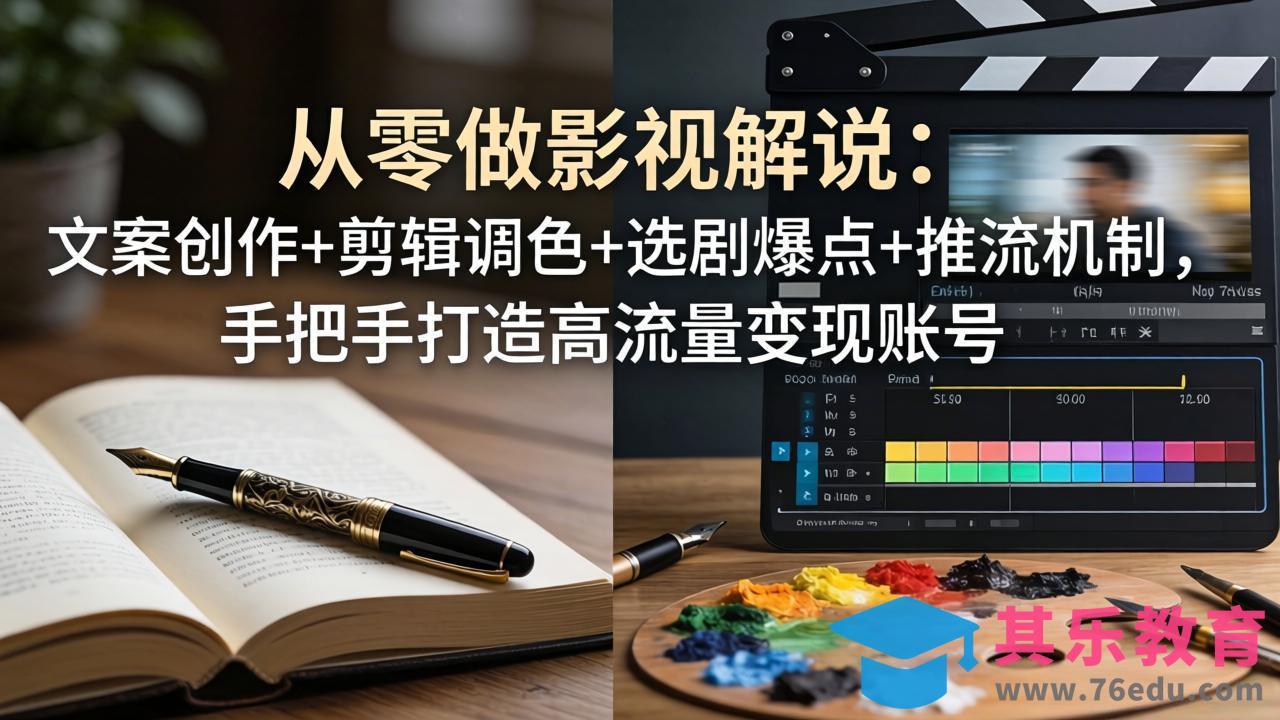 从零做影视解说:文案创作+剪辑调色+选剧爆点+推流机制,手把手打造高流量变现账号-第1张图片-我要自学网 从零做影视解说:文案创作+剪辑调色+选剧爆点+推流机制,手把手打造高流量变现账号-第1张图片-我要自学网