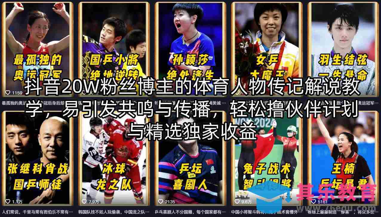 抖音20W粉丝博主的体育人物传记解说教学，易引发共鸣与传播，轻松撸伙伴计划与精选独家收益-第1张图片-我要自学网