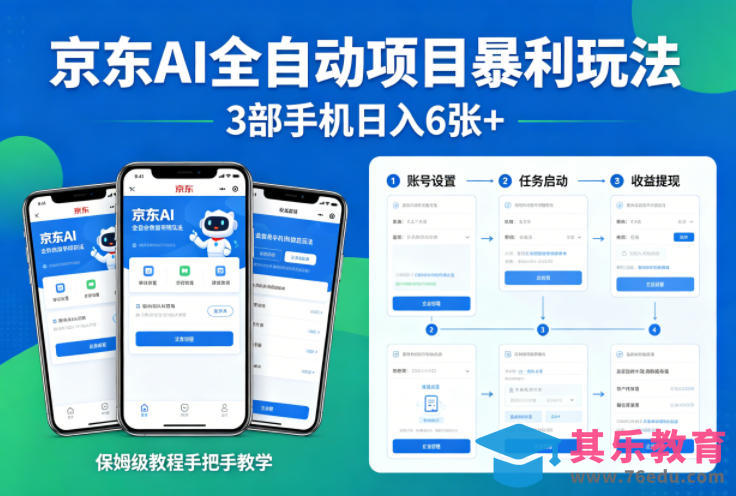 京东AI全自动项目暴利玩法,3部手机日入6张+,保姆级教程手把手教学【揭秘】-第1张图片-我要自学网 京东AI全自动项目暴利玩法,3部手机日入6张+,保姆级教程手把手教学【揭秘】-第1张图片-我要自学网