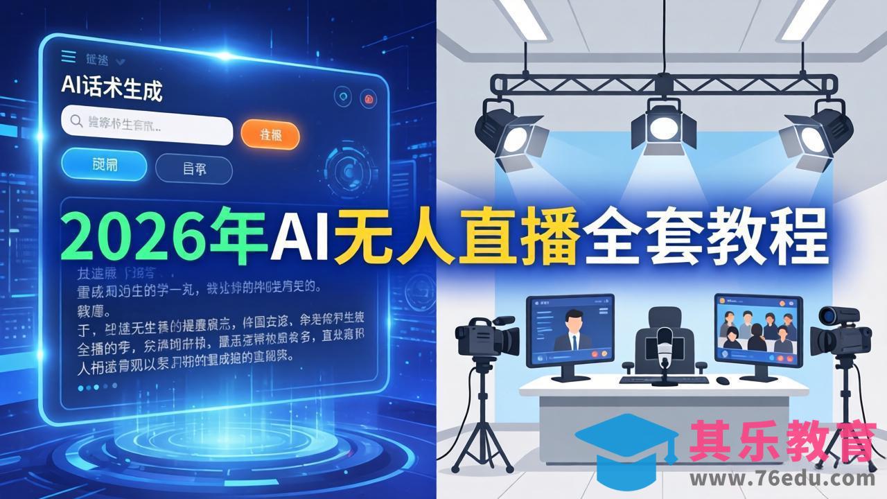 2026年AI无人直播全套教程:OBS安装+软件配置+直播间搭建+话术生成+一键开播实操-第1张图片-我要自学网 2026年AI无人直播全套教程:OBS安装+软件配置+直播间搭建+话术生成+一键开播实操-第1张图片-我要自学网