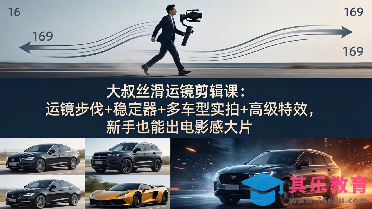大叔丝滑运镜剪辑课:运镜步伐+稳定器+多车型实拍+高级特效,新手也能出电影感大片-第1张图片-我要自学网 大叔丝滑运镜剪辑课:运镜步伐+稳定器+多车型实拍+高级特效,新手也能出电影感大片-第1张图片-我要自学网