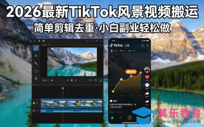 2026最新TikTok风景视频搬运简单剪辑去重小白副业月入 8000-第1张图片-我要自学网