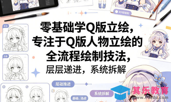 零基础学Q版立绘,专注于Q版人物立绘的全流程绘制技法,层层递进,系统拆解-第1张图片-我要自学网 零基础学Q版立绘,专注于Q版人物立绘的全流程绘制技法,层层递进,系统拆解-第1张图片-我要自学网