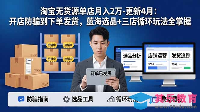 淘宝无货源5.0单店月入2万-更新4月:开店防骗到下单发货,蓝海选品+三店循环玩法全掌握-第1张图片-我要自学网 淘宝无货源5.0单店月入2万-更新4月:开店防骗到下单发货,蓝海选品+三店循环玩法全掌握-第1张图片-我要自学网
