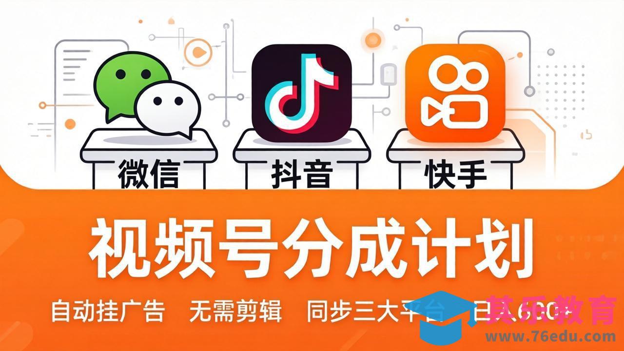 视频号分成计划:发视频自动挂广告,无需剪辑同步三大平台,单号轻松日入600+-第1张图片-我要自学网 视频号分成计划:发视频自动挂广告,无需剪辑同步三大平台,单号轻松日入600+-第1张图片-我要自学网