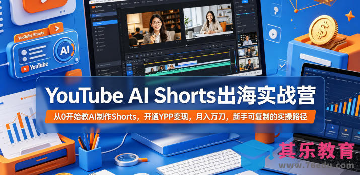 YouTube AI Shorts出海实战营，从0开始教AI制作Shorts，开通YPP变现，月入万刀，新手可复制的实操路径-第1张图片-我要自学网