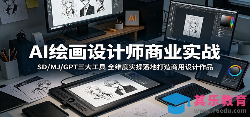 AI绘画设计师商业实战：SD/MJ/GPT三大工具，全维度实操落地打造商用设计作品-第1张图片-我要自学网