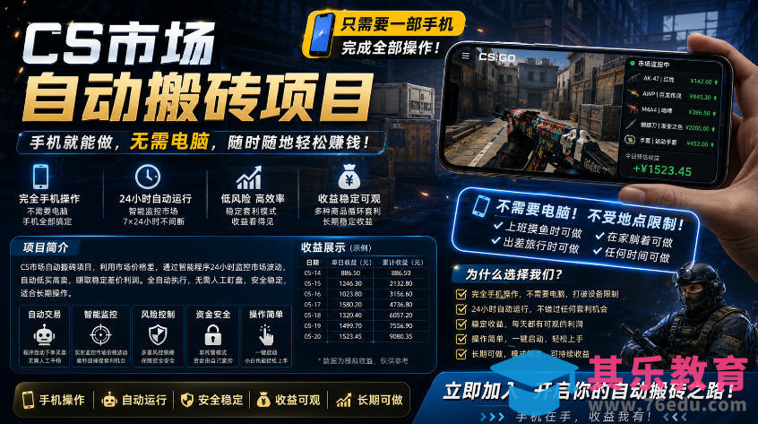 手机即可操作的CS市场自动搬砖系统｜自动监控｜自动下单|日入300+【揭秘】-第1张图片-我要自学网
