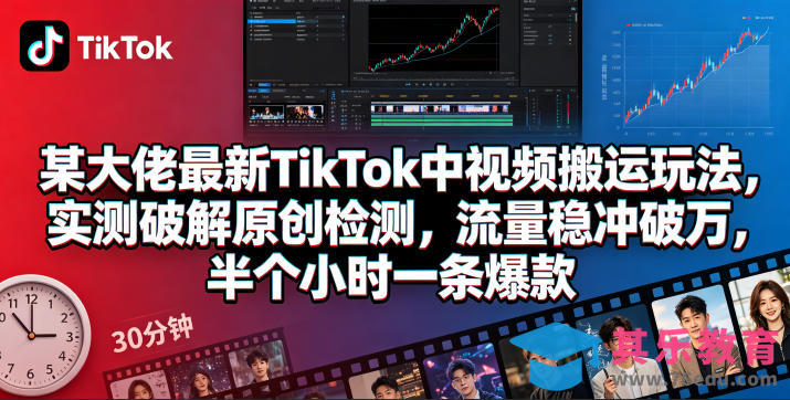 某大佬最新TikTok中视频搬运玩法，实测破解原创检测，流量稳冲破万，半个小时一条爆款-第1张图片-我要自学网