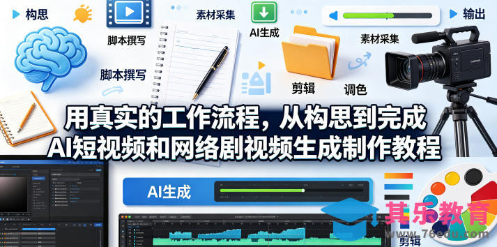 用真实的工作流程，从构思到完成AI短视频和网络剧视频生成制作教程-中英字幕-第1张图片-我要自学网