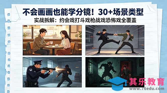 不会画画也能学分镜！30+场景类型实战拆解：约会戏打斗戏枪战戏恐怖戏全覆盖-第1张图片-我要自学网