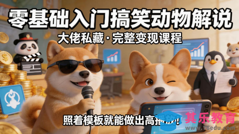 零基础入门搞笑动物解说，大佬私藏完整变现课程，照着模板就能做出高播放-第1张图片-我要自学网