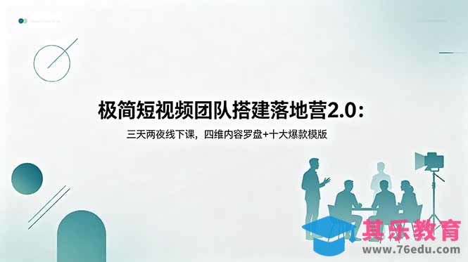 极简短视频团队搭建落地营2.0：三天两夜线下课，四维内容罗盘+十大爆款模版-第1张图片-我要自学网