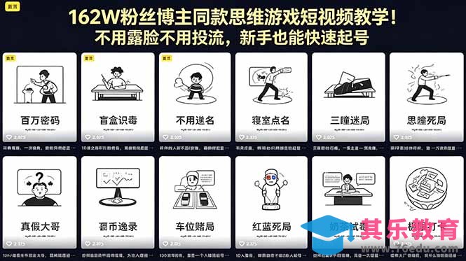 162W粉丝博主同款思维游戏短视频教学！不用露脸不用投流，新手也能快速起号-第1张图片-我要自学网