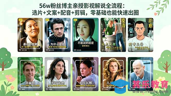 56万粉丝博主亲授影视解说全流程:选片+文案+配音+剪辑,零基础也能快速出圈-第1张图片-我要自学网 56万粉丝博主亲授影视解说全流程:选片+文案+配音+剪辑,零基础也能快速出圈-第1张图片-我要自学网