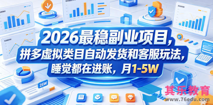 2026最稳副业项目,拼多多虚拟类目自动发货和客服玩法,睡觉都在进账,月1-5W【揭秘】-第1张图片-我要自学网 2026最稳副业项目,拼多多虚拟类目自动发货和客服玩法,睡觉都在进账,月1-5W【揭秘】-第1张图片-我要自学网
