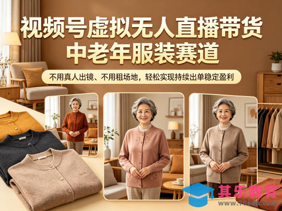 视频号虚拟无人直播带货中老年服装赛道，不用真人出镜、不用租场地，轻松实现持续出单稳定盈利-第1张图片-我要自学网