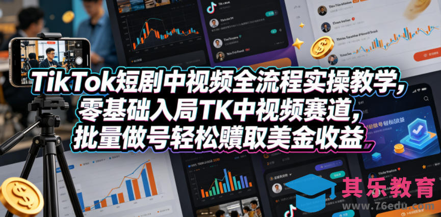 TikTok短剧中视频全流程实操教学,零基础入局TK中视频赛道,批量做号轻松賺取美金收益-第1张图片-我要自学网 TikTok短剧中视频全流程实操教学,零基础入局TK中视频赛道,批量做号轻松賺取美金收益-第1张图片-我要自学网