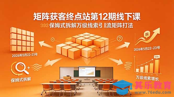 矩阵获客终点站第12期线下课 2026年5月22-23号 保姆式拆解万级线索引流矩阵打法-第1张图片-我要自学网