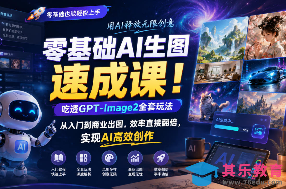 零基础AI生图速成课！吃透GPT-Image2全套玩法，从入门到商业出图，效率直接翻倍，实现AI高效创作-第1张图片-我要自学网