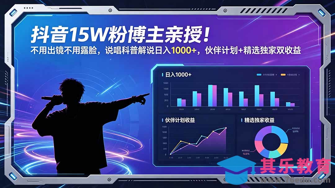 抖音15W粉博主亲授!不用出镜不用露脸,说唱科普解说日入1000+,伙伴计划+精选独家双收益-第1张图片-我要自学网 抖音15W粉博主亲授!不用出镜不用露脸,说唱科普解说日入1000+,伙伴计划+精选独家双收益-第1张图片-我要自学网