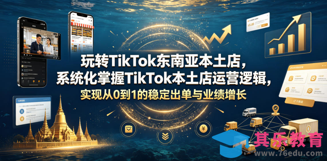 玩转TikTok东南亚本土店，系统化掌握TikTok本土店运营逻辑，实现从0到1的稳定出单与业绩增长-第1张图片-我要自学网
