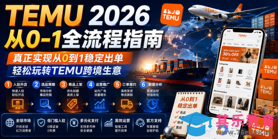 TEMU 2026从0-1全流程指南,真正实现从0到1稳定出单,轻松玩转TEMU跨境生意-第1张图片-我要自学网 TEMU 2026从0-1全流程指南,真正实现从0到1稳定出单,轻松玩转TEMU跨境生意-第1张图片-我要自学网