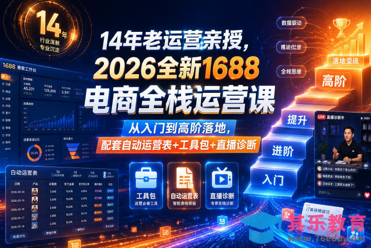 14年老运营亲授，2026全新1688电商全栈运营课，从入门到高阶落地，配套自动运营表+工具包+直播诊断等-第1张图片-我要自学网