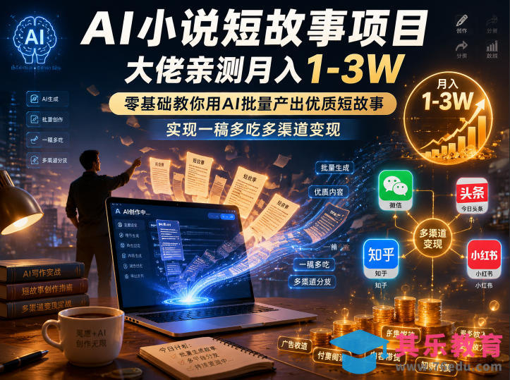 AI小说短故事项目,大佬亲测月入1-3W,零基础教你用AI批量产出优质短故事,实现一稿多吃多渠道变现-第1张图片-我要自学网 AI小说短故事项目,大佬亲测月入1-3W,零基础教你用AI批量产出优质短故事,实现一稿多吃多渠道变现-第1张图片-我要自学网
