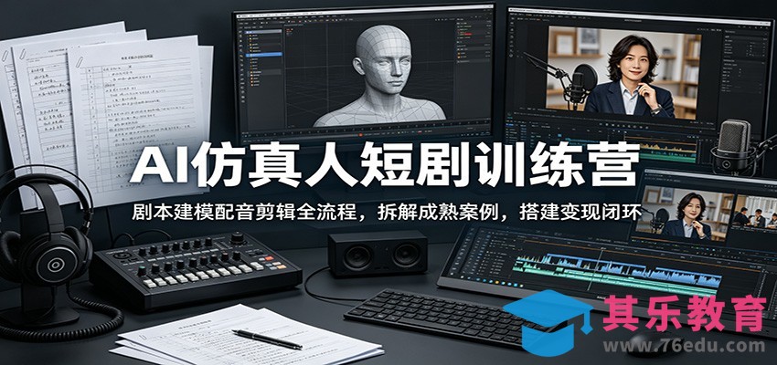 AI仿真人短剧训练营：剧本建模配音剪辑全流程，拆解成熟案例，搭建变现闭环-第1张图片-我要自学网