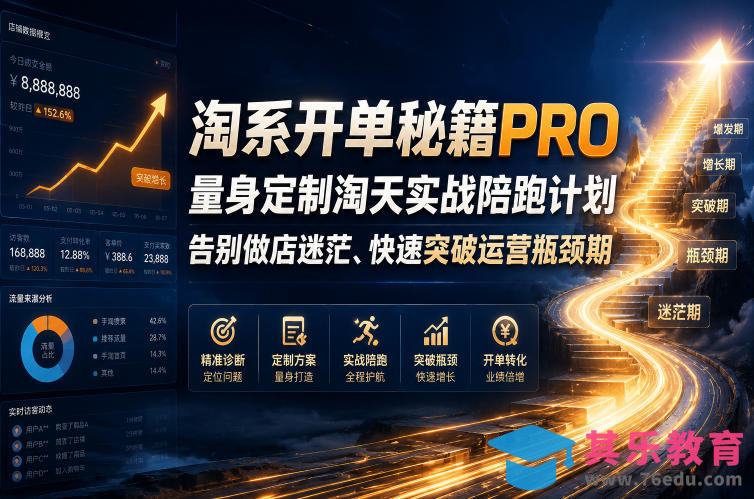 淘系开单秘籍PRO，量身定制淘天实战陪跑计划，告别做店迷茫、快速突破运营瓶颈期(2026年6月22日)-第1张图片-我要自学网