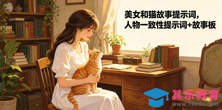 美女和猫故事提示词，人物一致性提示词+故事板-第1张图片-我要自学网