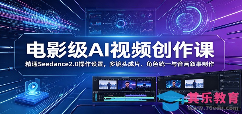 电影级AI视频创作课：精通Seedance2.0操作设置，多镜头成片、角色统一与音画叙事制作-第1张图片-我要自学网