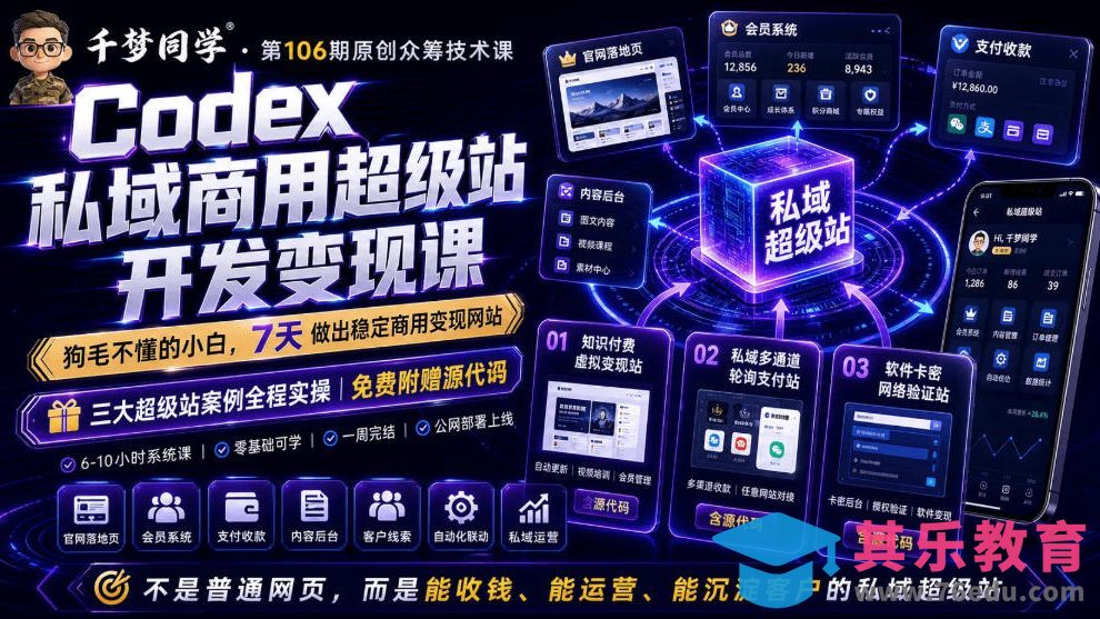 Codex私域商用超级站Ai开发变现课，7天带你从零基础到能自己动手做出能收钱、能运营、能沉淀客户的私域超级站-第1张图片-我要自学网